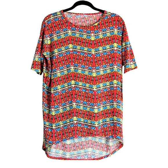 LulaRoe Disney IRMA Red Sz XS Goofy Anthropomorphic Dog Tunic Top New High Low - Picture 2 of 9